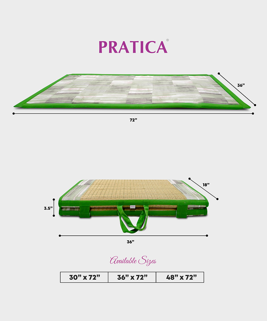 Cherry 1" Korai Mat Bed - 3Fold